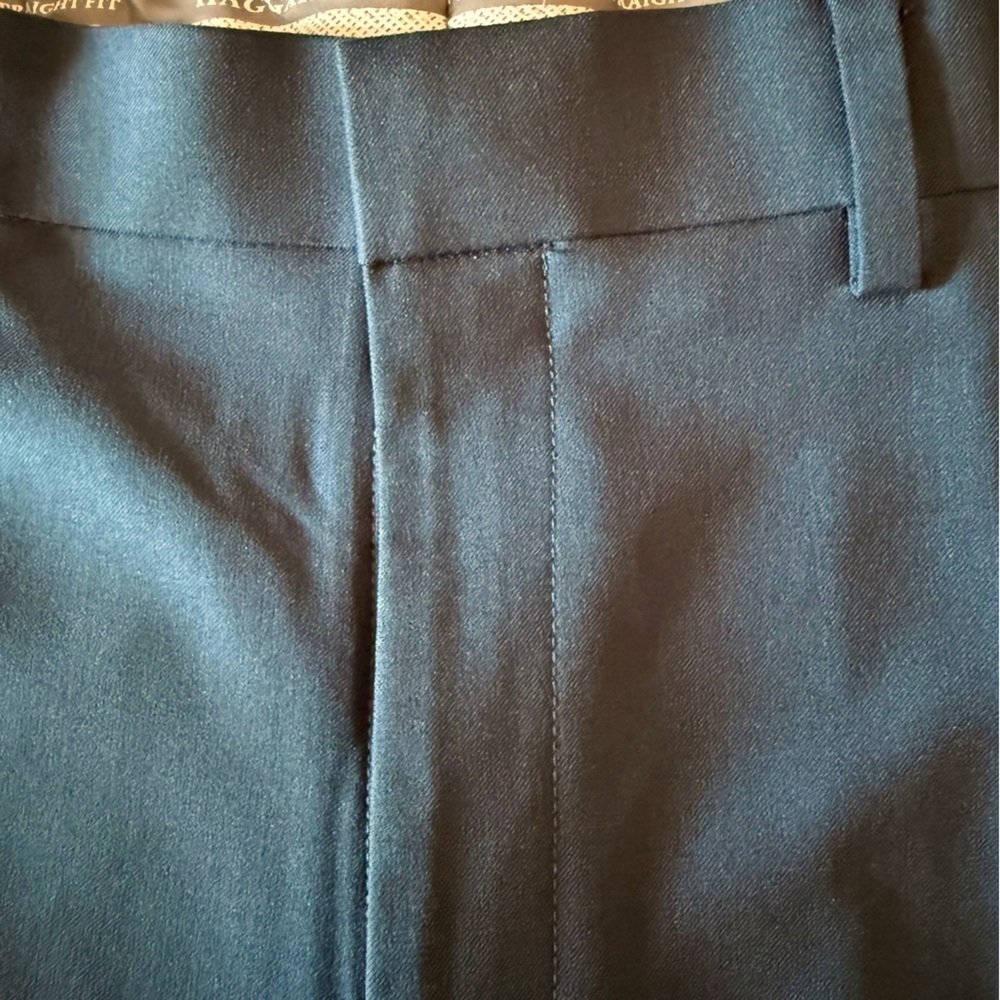 -Men's Haggar Premium comfort navy Dress Pants flat front 40/27 - Picture 7 of 7